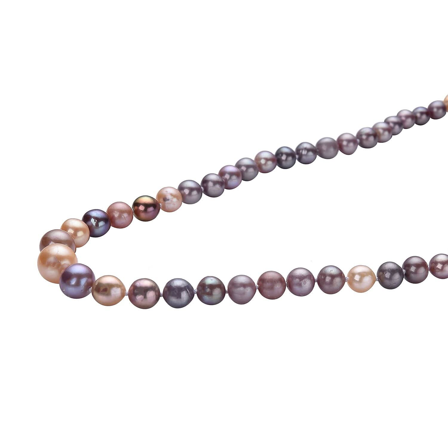 Purple Edison Pearl Necklace 20 Inches with Magnetic Lock in Rhodium Over Sterling Silver