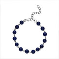Lapis Lazuli Beaded Anklet 8-11 Inches in Silvertone 48.00 ctw - Sticky add to cart bar