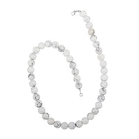 White Howlite 10mm Beaded Necklace 18 Inches in Sterling Silver 250.00 ctw