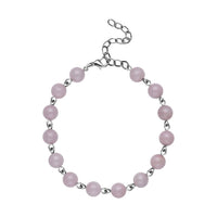 Galilea Rose Quartz Beaded Anklet 8-11 Inches in Silvertone 48.00 ctw