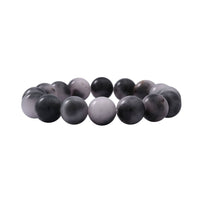 Black Tourmalinated Quartz (D) Beaded Stretch Bracelet in Sterling Silver 100.00 ctw