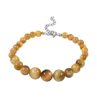 Tiger's Eye Beaded Bracelet in Rhodium Over Stainless Steel (7-9In) 72.00 ctw