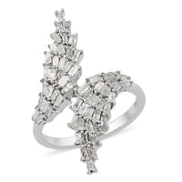 Yellow Diamond Bypass Ring in Rhodium and Platinum Over Sterling Silver 1.00 ctw