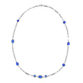 Simulated Blue Sapphire Paper Clip Chain Station Necklace in Stainless Steel 28 Inches - Sticky add to cart bar