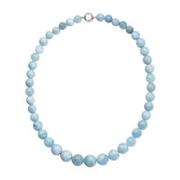 Aquamarine Beaded Necklace 20 Inches in Rhodium Over Sterling Silver 319.00 ctw