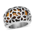 Lapis Lazuli Floral Dome Ring in Stainless Steel 15.00 ctw - Sticky add to cart bar