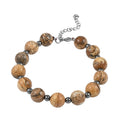 Picture Jasper, Hematine Station Beaded Bracelet in Rhodium Over Stainless Steel (7.00-9.00In) 104.00 ctw - Sticky add to cart bar