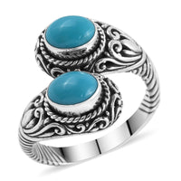 BALI LEGACY AMERICAN Natural Sleeping Beauty Turquoise Bypass Ring in Sterling Silver 2.00 ctw