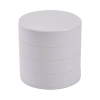 White 360 Degree Rotatable Round Shape 4 Layer Jewelry Organizer with Mirror (3.9"x3.9"x7.7")