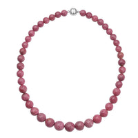 Rhodonite Beaded Necklace 20 Inches in Rhodium Over Sterling Silver 420.00 ctw