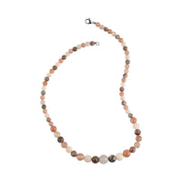 Multi Color Moonstone Beaded Necklace 20 Inches in Rhodium Over Stainless Steel 180.50 ctw