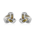Yellow Diamond Knotted Stud Earrings in Platinum Over Sterling Silver 0.15 ctw - Sticky add to cart bar