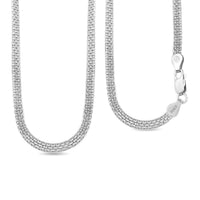 Italian Sterling Silver Pave 4 Lines Bismark Necklace (18 Inches) (5.70 g)