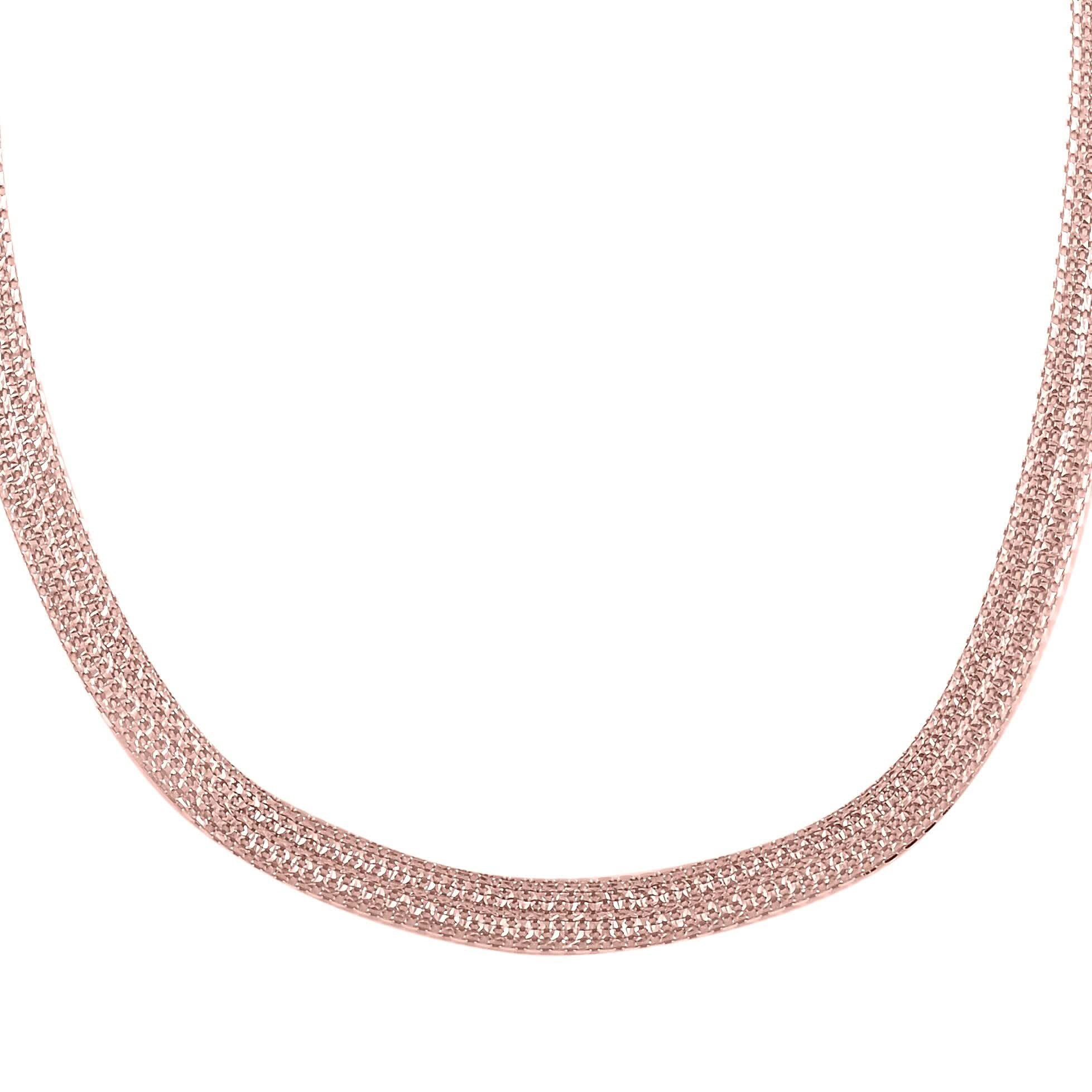 Italian 14K Rose Gold Over Sterling Silver Bismark Necklace 18 Inches 14.75 Grams