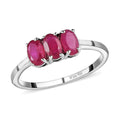 Niassa Ruby 3 Stone Ring in Platinum Over Sterling Silver (Size 10.0) 1.10 ctw - Sticky add to cart bar