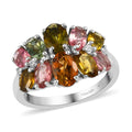 Multi-Tourmaline, Natural White Zircon Ring in Platinum Over Sterling Silver (Size 5.0) 2.60 ctw - Sticky add to cart bar