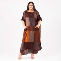 TAMSY Brown Staple Long Kaftan - One Size Fits Most