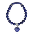 Lapis Lazuli and Austrian Crystal Stretchable Beaded Heart Charm Bracelet in Stainless Steel 94.00 ctw - Sticky add to cart bar
