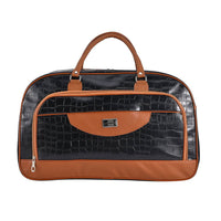 TLV PASSAGE Black Crocodile Embossed Faux Leather Travel Tote Bag (21.65"x8.5"x13.39") with Shoulder Strap