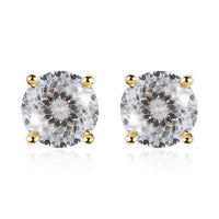 LUXORO 10K Yellow Gold 120 Facet Moissanite VS-EF Solitaire Stud Earrings 1.65 ctw