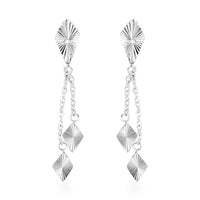 Natural White Zircon Kite Dangle Earrings in Sterling Silver 1.90 Grams