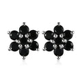 Natural Thai Black Spinel Floral Stud Earrings in Sterling Silver 0.85 ctw - Sticky add to cart bar