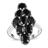 Natural Thai Black Spinel Elongated Ring in Stainless Steel (Size 6.0) 5.40 ctw