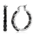 Thai Black Spinel Inside Out Hoop Earrings In Stainless Steel| Black Jewelry For Women| Women's Black Earrings - Sticky add to cart bar