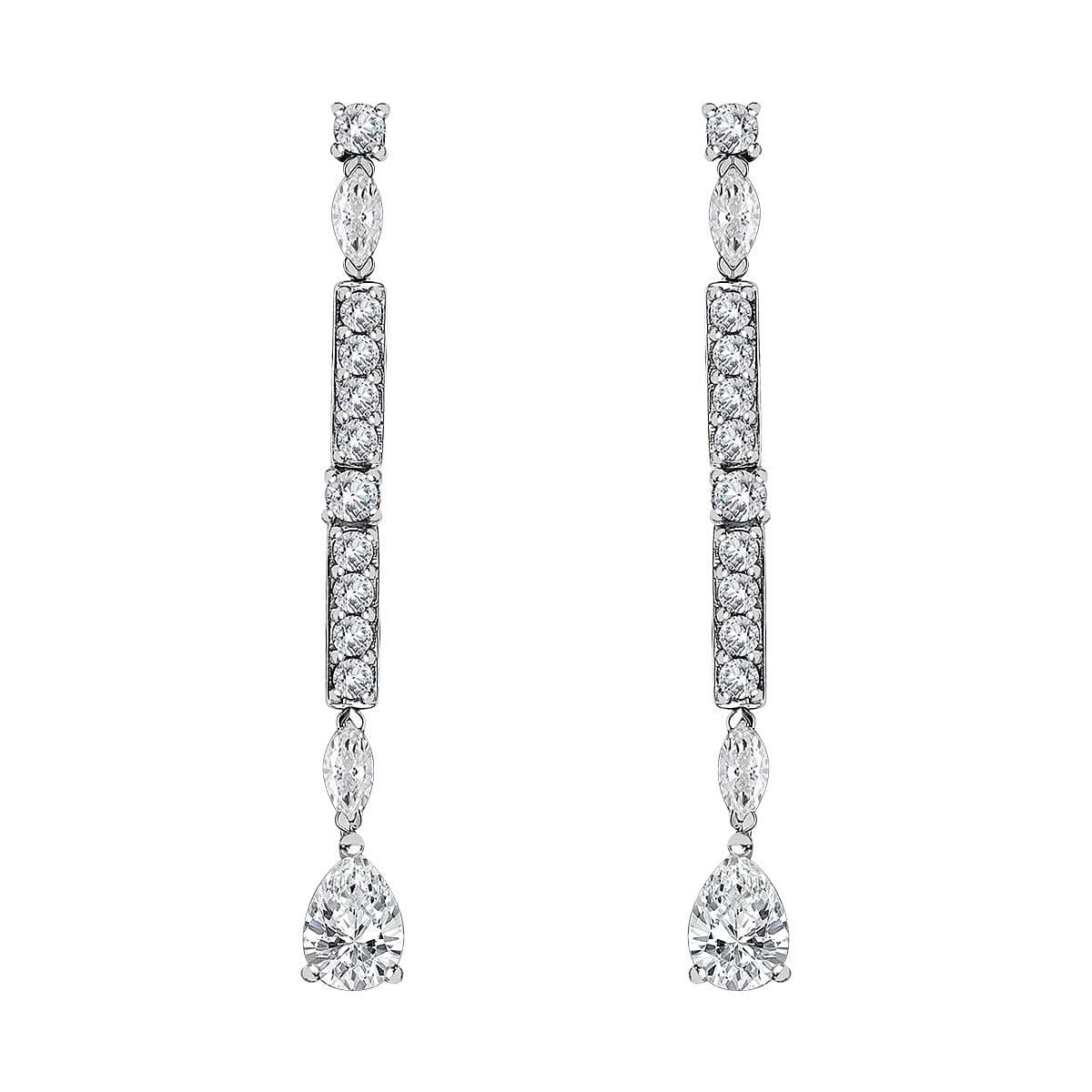 Moissanite 3.00 ctw Dangling Earrings in Platinum Over Sterling Silver
