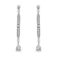 Moissanite 3.00 ctw Dangling Earrings in Platinum Over Sterling Silver