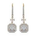Asscher Cut Moissanite Dangling Earrings in Vermeil Yellow Gold Over Sterling Silver 3.40 ctw - Sticky add to cart bar