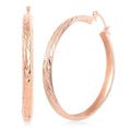 14K Rose Gold Over Sterling Silver Textured Hoop Earrings 2.70 Grams - Sticky add to cart bar