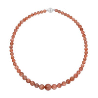 Tanzania Golden Sunstone Bead Necklace In Rhodium Plated Sterling Silver, Silver Beaded Necklace For Women (20 Inches) 578.00 ctw