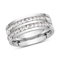 Austrian Crystal Half Eternity Band Ring in Stainless Steel - Sticky add to cart bar
