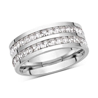 Austrian Crystal Half Eternity Band Ring in Stainless Steel