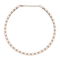 Omega Heart Pattern Collar Necklace 17-19 Inches in ION Plated Rose Gold Stainless Steel 15.50 Grams