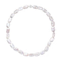 Long Square Shape White Keshi Pearl Necklace 20 Inches in Rhodium Over Sterling Silver - Sticky add to cart bar