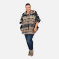 TAMSY Black and Brown Stripe Jacquard Jacket - One Size Missy - Sticky add to cart bar