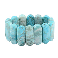 Turquoise Jasper Block Stretch Bracelet 620.00 ctw