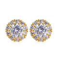 Simulated Diamond Rotating Spinner Halo Earring Studs in 14K Yellow Gold Over Sterling Silver 4.30 ctw - Sticky add to cart bar
