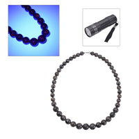 Natural Yooperlite 466.50 ctw Beaded Necklace in Sterling Silver, Beaded Necklace, Birthday Gifts For her, Free UV Flash Light 466.50 ctw