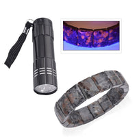 Natural Yooperlite Block Stretch Bracelet 197.00 ctw with Free UV Flash Light