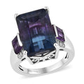 Bi Color Fluorite and Multi Gemstone Ring in Platinum Over Sterling Silver 9.80 ctw - Sticky add to cart bar