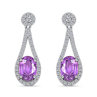 Certified and Appraised Iliana 18K White Gold AAA Madagascar Purple Sapphire and G-H SI Diamond Earrings 2.10 ctw