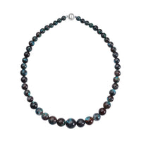 Australian Chrysocolla Beaded Necklace 20 Inches with Magnetic Clasp in Rhodium Over Sterling Silver 463.00 ctw
