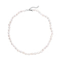 Double Shine White Freshwater Pearl 6-8mm Necklace 18 Inches in Stainless Steel - Sticky add to cart bar