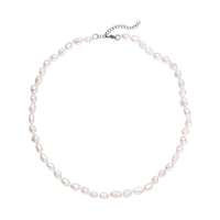 Double Shine White Freshwater Pearl 6-8mm Necklace 18 Inches in Stainless Steel
