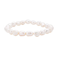 Double Shine White Freshwater Pearl Stretch Bracelet