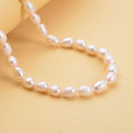 White Freshwater Pearl 6-8mm Necklace 18 Inches in Stainless Steel - Sticky add to cart bar