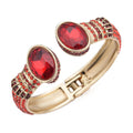 Simulated Ruby and Red Austrian Crystal Openable Bangle Bracelet in Goldtone (7.0 in) - Sticky add to cart bar
